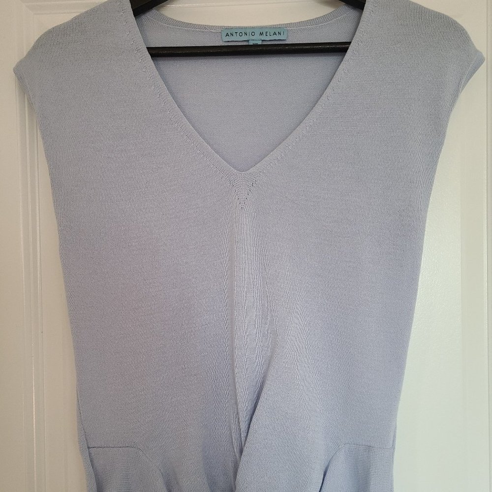 Antonio Melani Blue Knit Blouse, Size XS